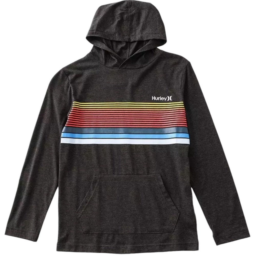 Hurley charcoal gray w/ stripes boys size 5 hoodie